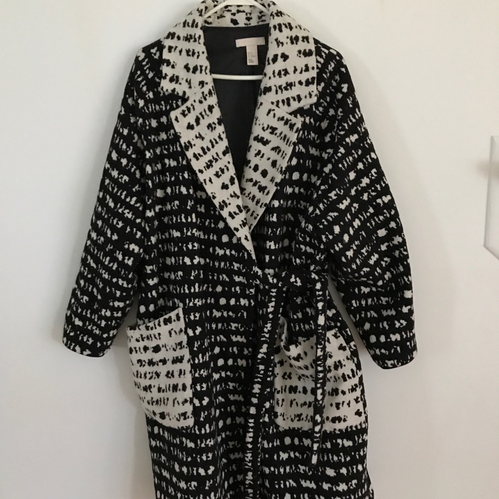 H&M Wool blend Dotted Tie Coat